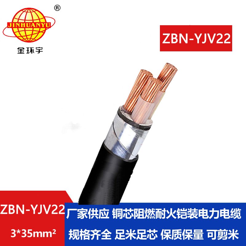 金環(huán)宇電線電纜 鎧裝電纜yjv22阻燃耐火電纜 ZBN-YJV22-3X35平方 