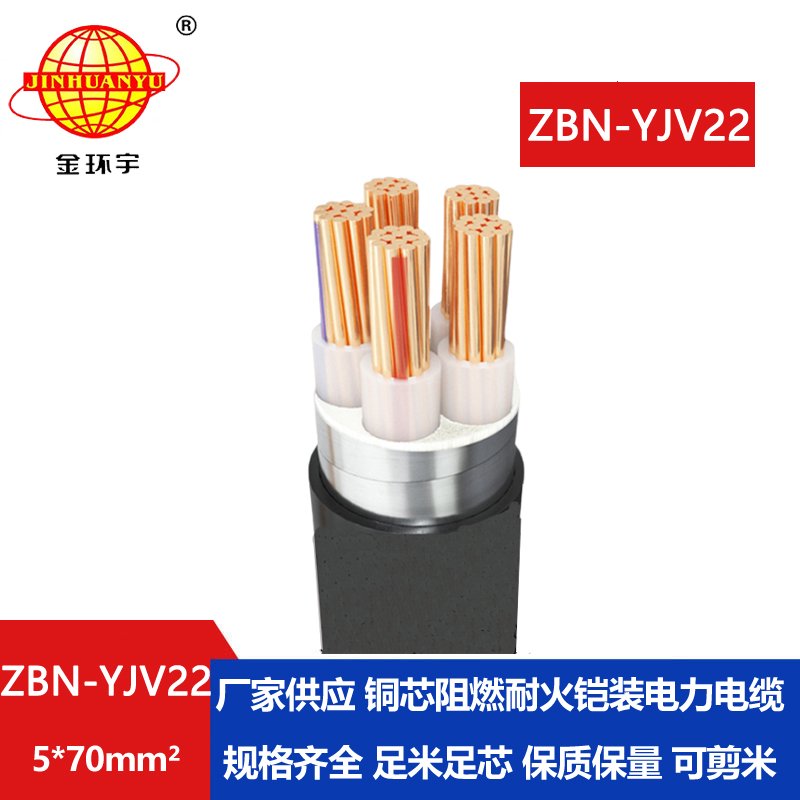 金環(huán)宇電線電纜 B類(lèi)阻燃電纜ZBN-YJV22-5X70平方y(tǒng)jv22耐火鎧裝電纜